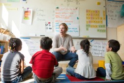 young students with teacher