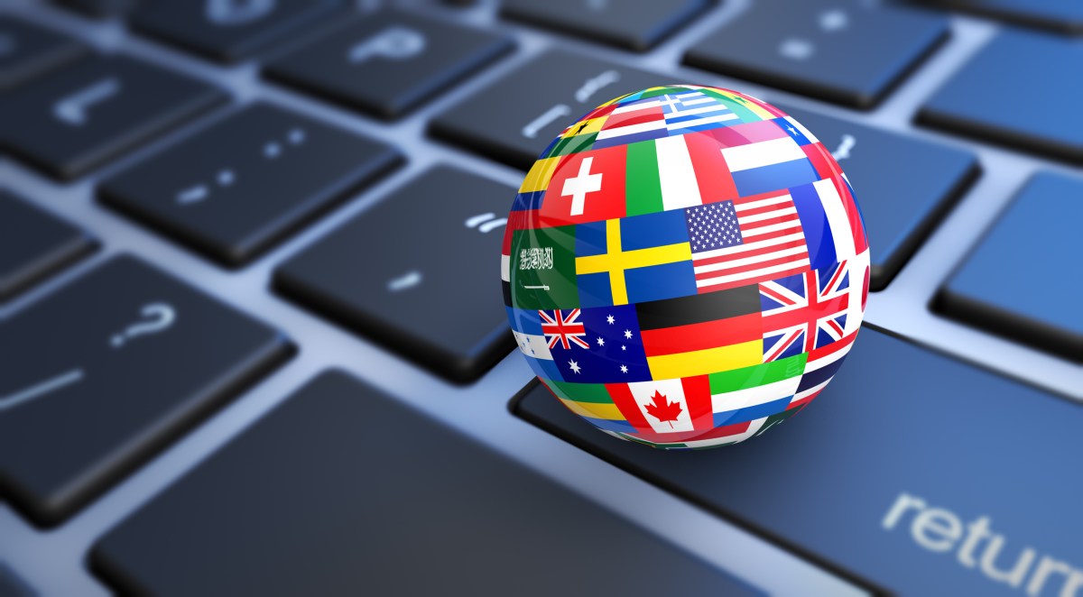 world flags sphere on keyboard