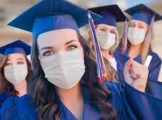 graduates wearing masks