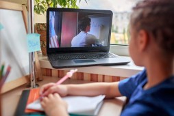 student watching teacher on screen