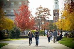 Students walk on Olivet Nazarene University campus